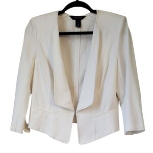 White House Black Market Cream Ponte Cropped Open Lapel Blazer Size 10